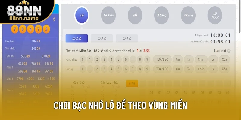 Chơi bạc nhớ lô đề theo cách phân loại vùng miền